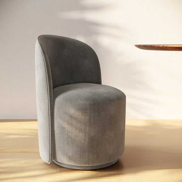 Correa Modern Dove Grey Fabric Swivel Dining Chair