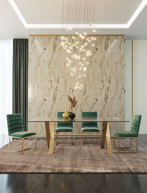 Dandy Modern Golden & Glass Dining Table