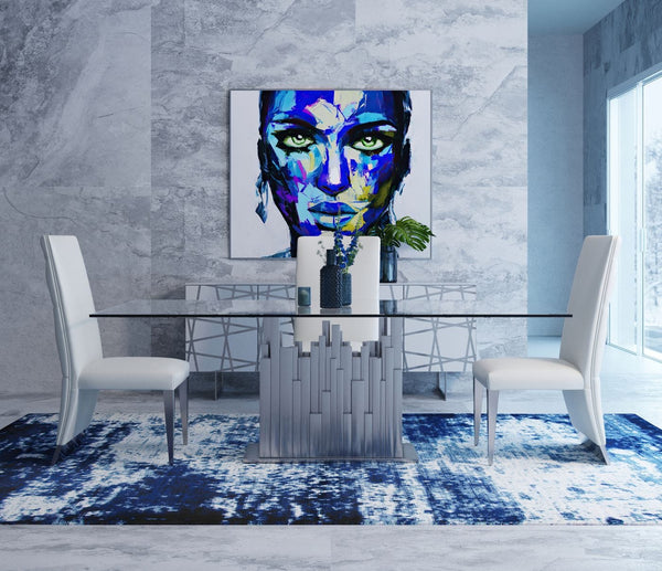 Modrest Edwin Modern Glass & Stainless Steel Dining Table Model VGVCT1828