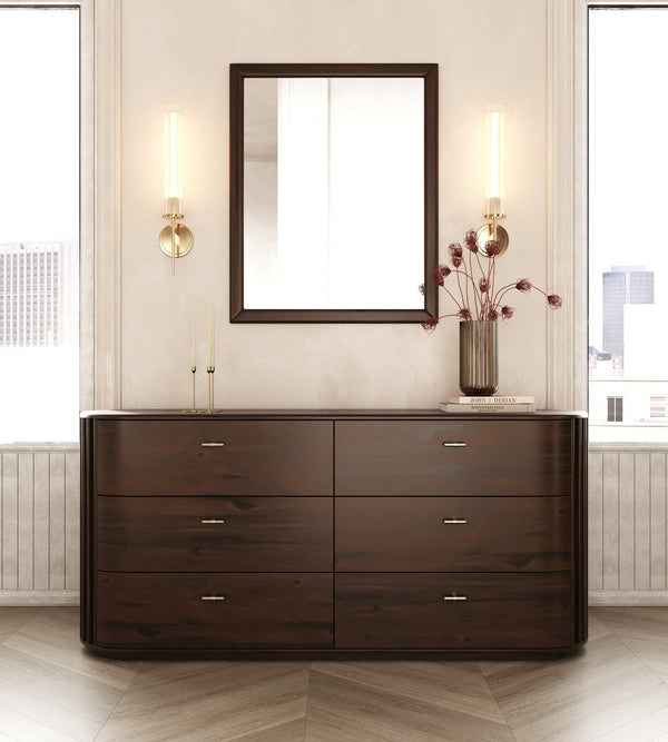 Modrest Fields Modern Walnut Acacia Mirror Model VGWD-VGD3-MIR-WAL