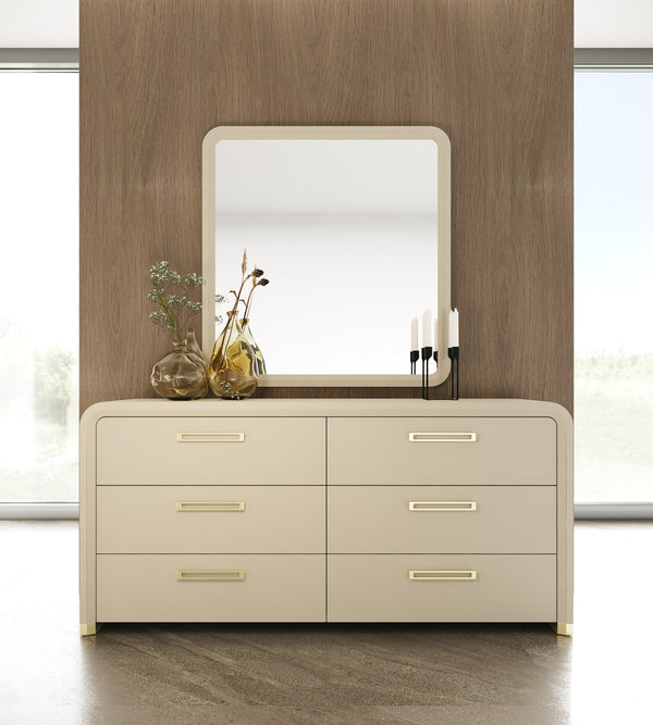 Florence Modern Beige Leatherette Mirror