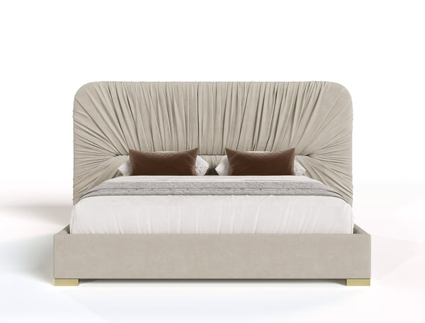 Modrest Florence Modern Beige Velvet & Gold Bed Model VGVC-BD2410-BED