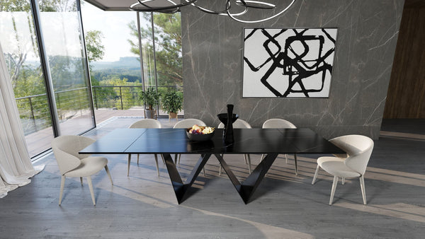 Modrest Fritz Modern Black Extendable Ceramic Dining Table Model VGNSGD8767-BLK-DT