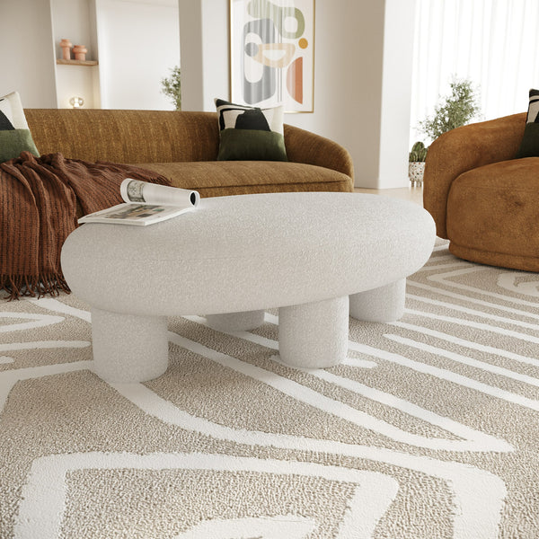 Modrest Gaynes Modern Off White Fabric Bench Model VGMF-A609-OFFWHT