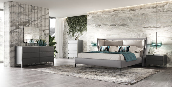 Modrest Jolene Eastern King Dark & Light Grey Leatherette Bed Model VGBBMA2013K-GRY-BED-EK