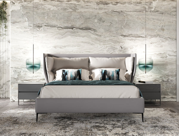 Modrest Jolene Eastern King Dark & Light Grey Leatherette Bed Model VGBBMA2013K-GRY-BED-EK