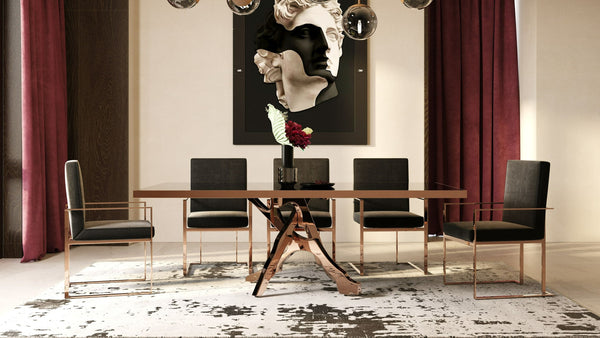 Nova Domus Cartier Modern Black & Rosegold Dining Table Model VGVCT-A002