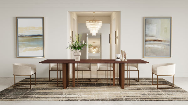 Livia Modern Wenge & Gold Stainless Steel Dining Table