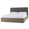 Eastern King Modrest Lois Modern Grey Leather & Beige Shagreen Bed Model VGVC-BD2408-BED-EK