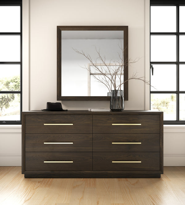 Modrest Manhattan Contemporary Brown Oak And Gold DresserModel VGMA-BR-127-DRS-CRY