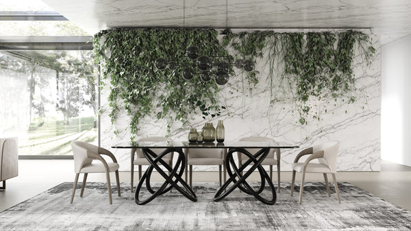 Modrest Mason Modern Glass & Black Ash Dining Table Model VGCSDT-16092-BLK