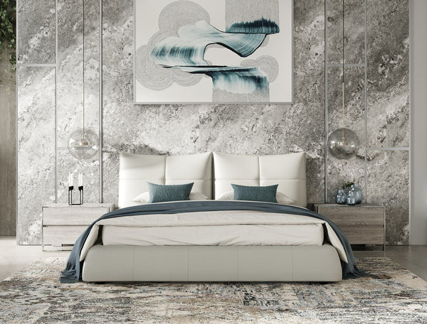 California King Modrest Patrick Modern Light Grey Leather Bed Model VGKKB-75-GRY-BED-CK