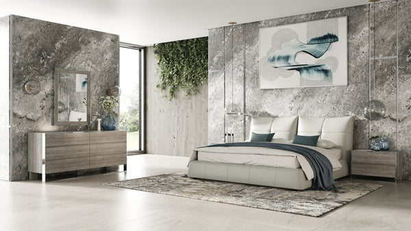 California King Modrest Patrick Modern Light Grey Leather Bed Model VGKKB-75-GRY-BED-CK