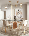 Modrest Paxton Modern Round Glass & Rosegold Dining Table Model VGVCT817-RND