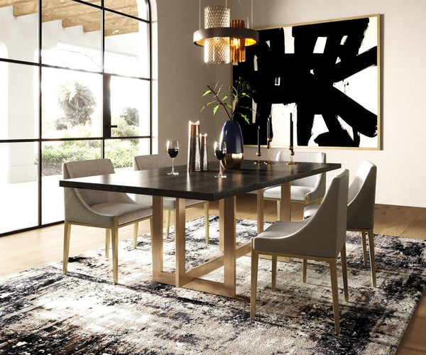 Modrest Pike Modern Black Ash & Brass Dining Table Model VGVCT8961W-BLK-DT