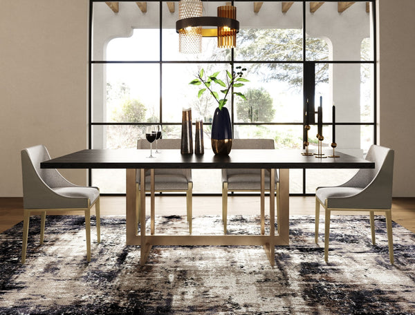 Pike Modern Black Ash & Brass Dining Table