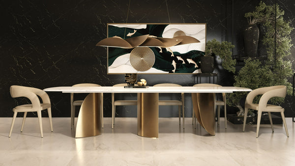 Modrest Reynold Glam Faux Marble & Gold Stainless Steel Dining Table Model VGGM-DT-1768