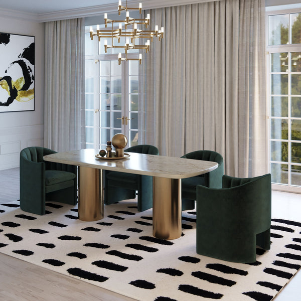 Modrest Rocky Glam White Marble & Brush Gold Dining Table Model VGGMM-DT-1360A-DT