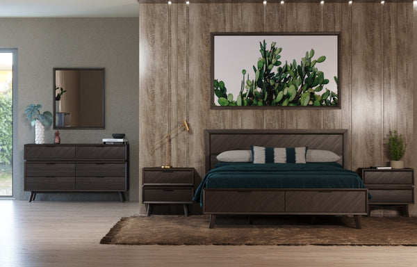 Eastern King Modrest Roger Mid Century Acacia Bedroom Set Model VGWDROGER-BRN-SET-EK