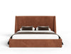 Lamod Roma & Lago Modern Burnt Orange Velvet & Faux Travertine Bed With Nightstands Set Model VGAC-ROMALAGO-3PC-SET