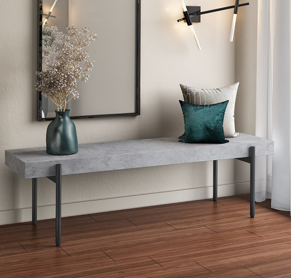Modrest Timlin Modern Concrete & Metal Bench Model VGGRTIMLIN-GRY-BENCH