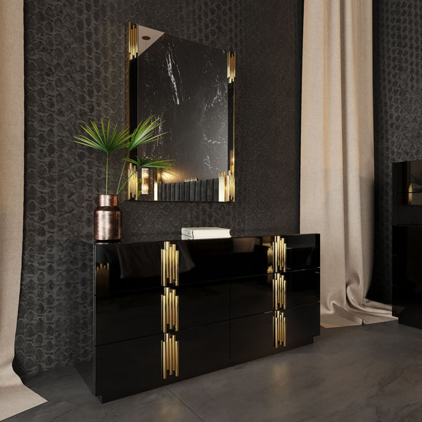 Modrest Token Modern Black & Gold Bedroom Set Model VGVCBD815-SET
