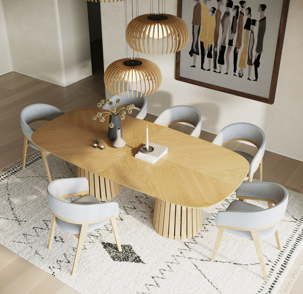 Modrest Truman Mid Century Modern Natural Oak Extendable Dining Table Model VGMA-MIT-5346-EXT-NAT