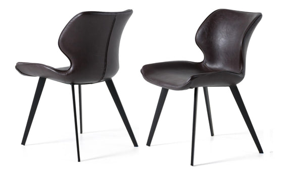 Moira Modern Dark Brown Eco-Leather Dining Chair (Set of 2)