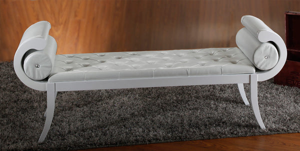 Monte Carlo White Leatherette BenchModel VGKCMONTEWHT-BENCH