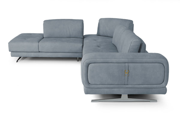 Lamod Italia Mood Contemporary Blue Leather Left Facing Sectional Sofa Model VGCCMOOD-SPAZIO-BLUE-LAF