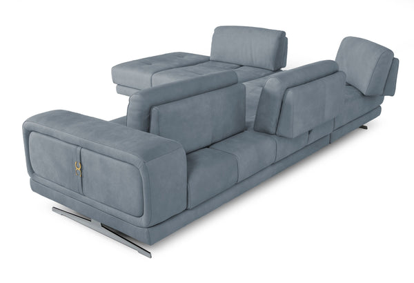 Lamod Italia Mood Contemporary Blue Leather Left Facing Sectional Sofa Model VGCCMOOD-SPAZIO-BLUE-LAF