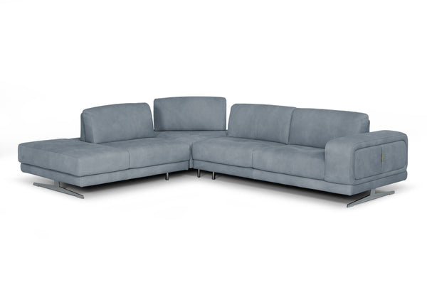 Lamod Italia Mood Contemporary Blue Leather Left Facing Sectional Sofa Model VGCCMOOD-SPAZIO-BLUE-LAF