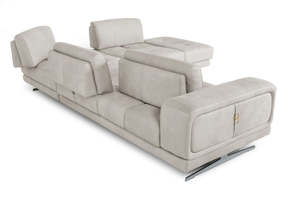 Lamod Italia Mood Contemporary Light Grey Leather Right Facing Sectional Sofa Model VGCCMOOD-SPAZIO-LT-GRY-RAF