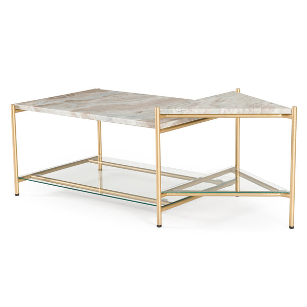 Modrest Mosk Modern Marble & Glass & Brass Coffee Table Model VGNR-NI90027