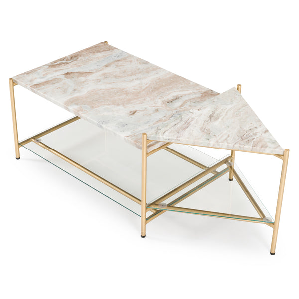 Modrest Mosk Modern Marble & Glass & Brass Coffee Table Model VGNR-NI90027