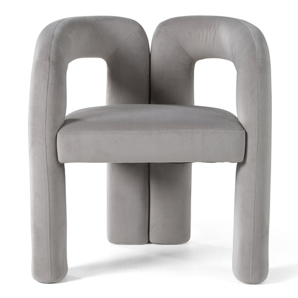 Modrest Mulgrew Modern Light Grey Velvet Dining Chair Model VGMF-D1128-LTGRY