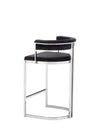 Modrest Munith Modern Black Velvet & Stainless Steel Counter Stool Model VGZAB9504-BLK-BS