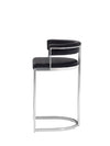 Modrest Munith Modern Black Velvet & Stainless Steel Counter Stool Model VGZAB9504-BLK-BS