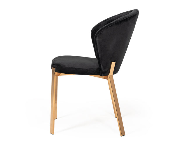 Modrest Nadia Modern Black Velvet & Rosegold Dining Chair (Set Of 2) Model VGVCB209-BLKRG