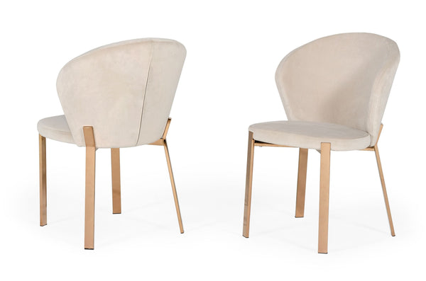Modrest Nadia Modern Beige Velvet & Rosegold Dining Chair (Set Of 2) Model VGVCB209-BEI