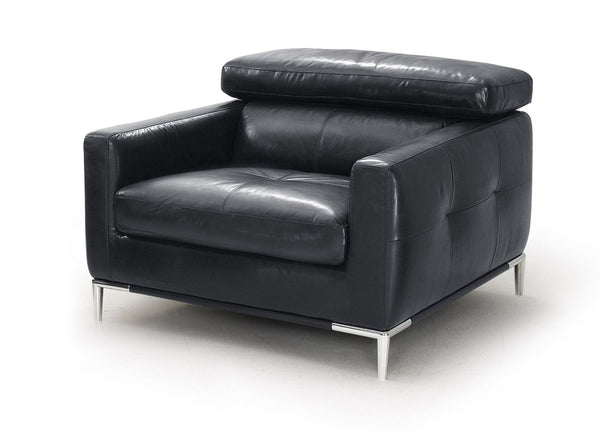 Divani Casa Natalia Modern Black Leather Chair Model VGKK1281X-BLK-CH