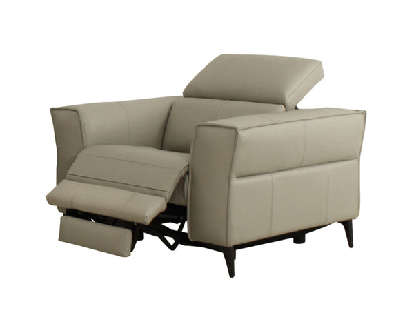 Divani Casa Nella Modern Light Grey Leather Armchair With Electric Recliner Model VGKNE9193-LTGRY-CH