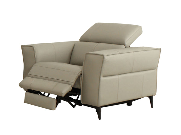 Divani Casa Nella Modern Light Grey Leather Armchair With Electric Recliner Model VGKNE9193-LTGRY-CH