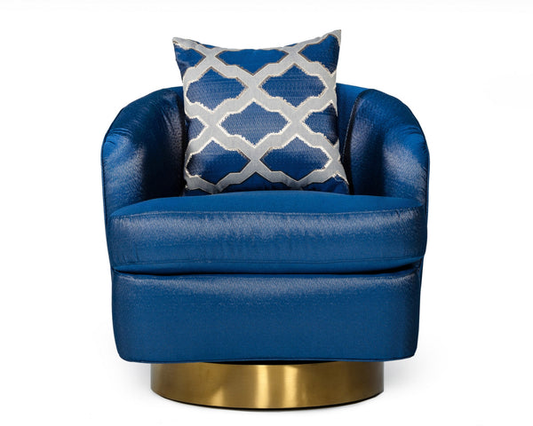 Modrest Niagra Glam Blue And Gold Fabric Accent Chair Model VGODZW-981