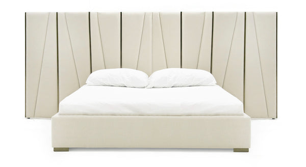 Modrest Nixa Modern Beige Velvet & Brushed Bronze Bed Model VGVC-BD1909-BED-BGE