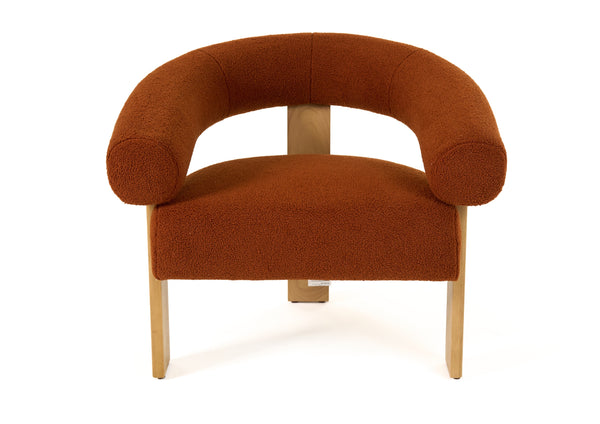 Modrest Nocona Modern Rust Fabric & Wood Accent Chair Model VGHM-ST298-RUST