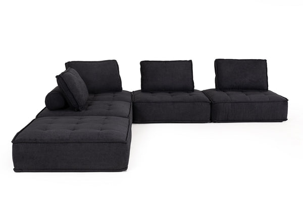Divani Casa Nolden Modern Black Fabric Modular Sectional Sofa Model VGKNK8542-BLK