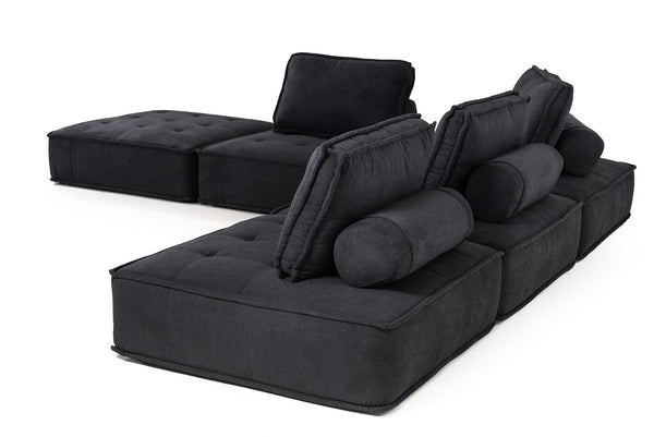 Divani Casa Nolden Modern Black Fabric Modular Sectional Sofa Model VGKNK8542-BLK