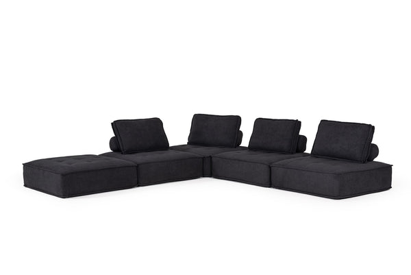 Divani Casa Nolden Modern Black Fabric Modular Sectional Sofa Model VGKNK8542-BLK