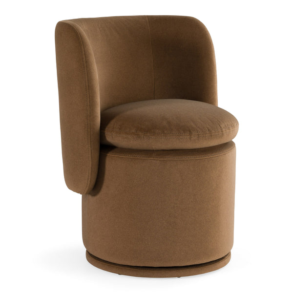 Norris Modern Brown Fabric Swivel Dining Chair